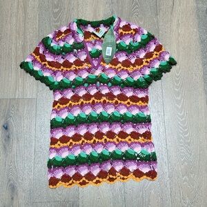 Farm Rio. Bananas crochet stitch dress multicolor. New with tags.